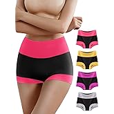 MEIYATING Boy Shorts Underwear for Women High Waisted Cotton Panties Stretch Briefs 4 Pack Plus Size