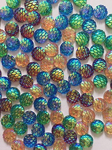 Cambiar 100 Pieces,10MM,Glossy Fish Scale Shape Resin Rhinestones Plating Flatback Decorative Buttons for Crafts Art DIY Project Garment Accessories
