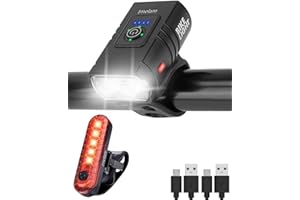 tmelam USB Rechargeable LED Bike Light Set Front and Rear, Bike Head Light, Cycling Front Rear Lamp, Waterproof, Power Bank a