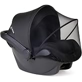 Beberoad Love 2-in-1 Car Seat Canopy - Universal Baby Car Seat Cover with Sunshade & Mesh Protection, 2-Way Zipper for Easy Access (Black)