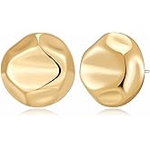 CUFELMU Gold Geometric Stud Earrings Chunky Statement Earrings for Women Irregular Crumpled Square Half-ball Triangle Heart Stud Earrings Jewelry Gifts