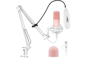 MAONO USB Microphone, 192kHz/24bit Plug & Play PC Computer Podcast Condenser Cardioid Metal Mic Kit with Professional Sound C