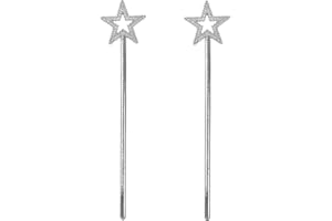 Liatunou 2 Pack Star Wands, Princess Fairy Wands,Magical Sticks for Girls Birthday, Party, Halloween Costume Accessories (Silver)