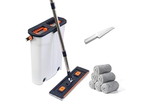 ZJSYJJ 360° Mop and Bucket Set with Wringer – Microfiber Floor Mop System for Home Cleaning – Long Handle, Wash & Dry Dual Tank, Extra Absorbent Pads, Space-Saving Design for Hardwood, Tile & Laminate Floors