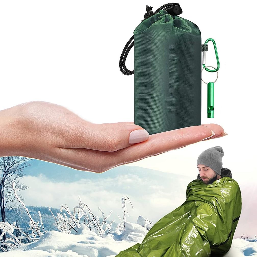 Dreneco Survival Sleeping Bag Emergency Bivvy Bag Waterproof Emergency Rescue Blanket for Outdoor Camping, Hiking (Green)