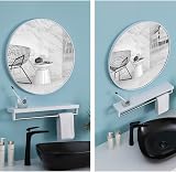 Warmiehomy Round Bathroom Mirror 50cm White Aluminium Frame Wall Mounted view 6