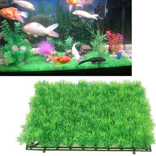 COLOURFUL AQUARIUM Artificial Square Mat Grass Plastic Plant for