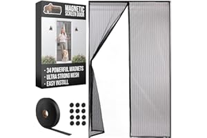 GORILLA GRIP Magnetic Screen Door, Hands Free Mesh Curtain Keeps Bugs and Mosquitos Out, Automatic Magnet Closure, Heavy Duty Patio Sliding Dog Doors Cover, Window Screens Protector, Black 38Wx82H