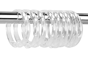 Qulable Clear Plastic Shower Curtain Rings, 12 PCS Circular Plastic Shower Curtain Hooks for Bathroom Shower Curtain Rod, Clear Shower Hooks for Shower Curtain, O Shaped Shower Rings for Curtain