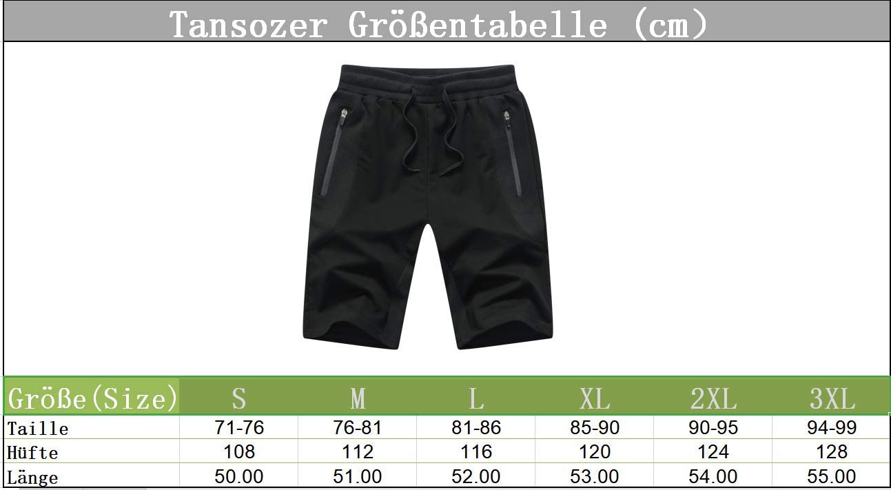 Tansozer Kurze Hosen Herren Mit Taschen - Sport Gym Shorts Jogginghose Sommer - Sweat Kurze Hose Männer Jogging Dunkelgrau L 7