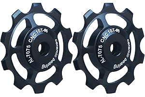 YUNDXI 2pcs Bicycle Rear Derailleur Pulley, 10T/11T/12T/13T/14T/15T/16T/17T Aluminum Alloy Jockey Wheel Ceramic Guide Pulley Bike Guide Roller Wheel for 4/5mm Guide Wheel