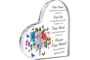 FEELDEAL Christian Gifts for Women – Inspirational Heart paper weights with Bible Verse – Religious Birthday & Christmas Gifts for Mom, Aunt, Grandma, Friends, Her (Cross 3.9)