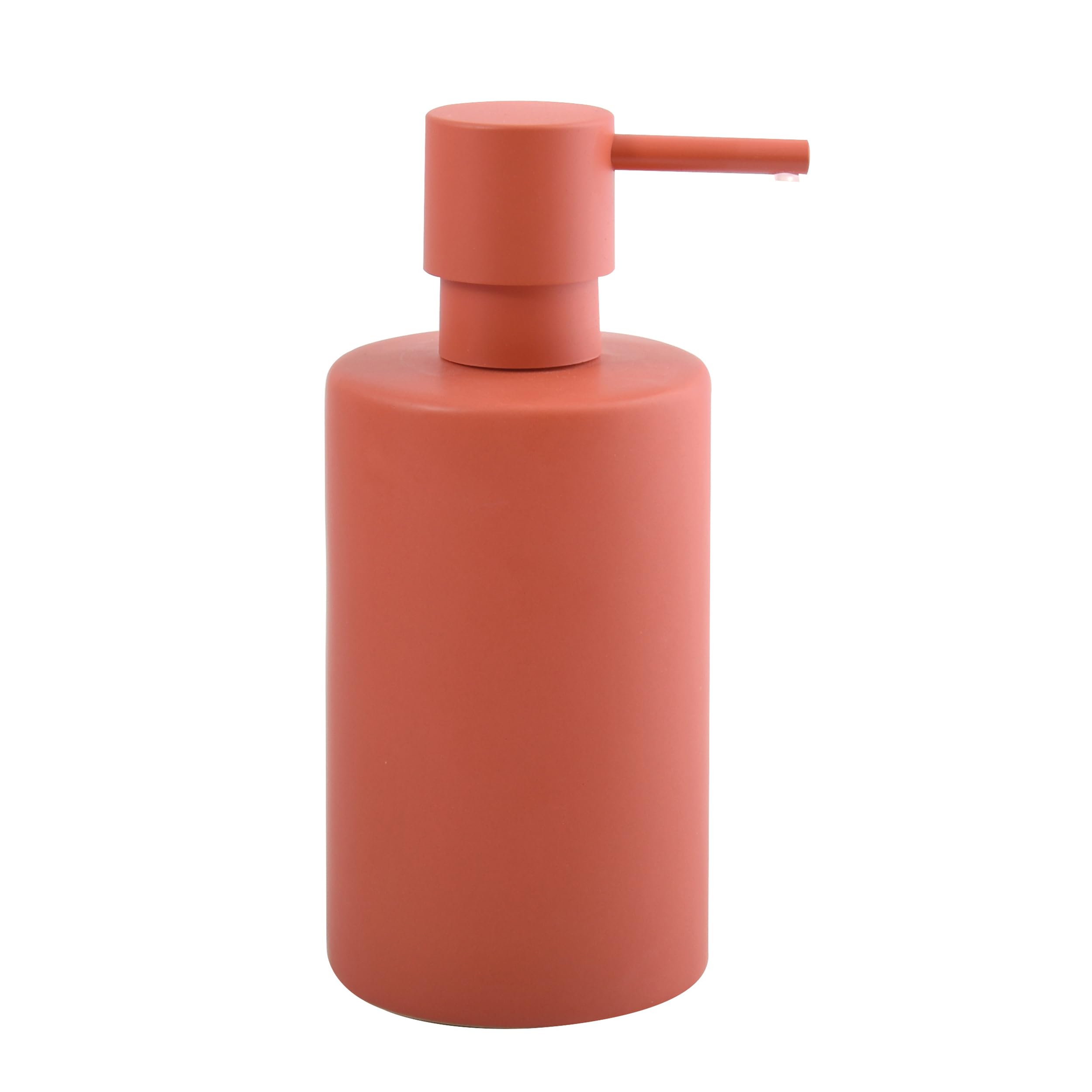 Spirella Soap Dispenser Tube - with Stainless Steel Pump - Liquid Soap Dispenser - Porcelain - 300 ml - Durable and Sturdy - Matte Red