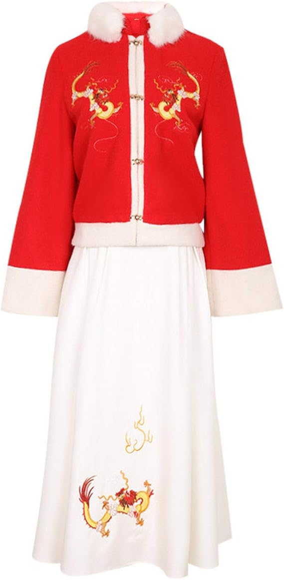 Amazon Co Jp 刺繍ダンス衣装漢服女性中国の冬の妖精のドレスフェスティバル衣装パフォーマンス 服 ファッション小物