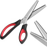 9 Inch Pinking Shears for Fabric, Zig Zag Sewing Scissors, Black Red | 9 Inch Hardened Steel Pinking Shears, 5mm Zig Zag Teeth, Ergonomic ABS Handle