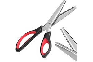 WFOEJEJ Pinking Shears, 9” Zig Zag Scissors for Fabric，Professional Handheld Dressmaking，Zigzag Cut for No-Fray Fabric, Sewing & Craft Edging