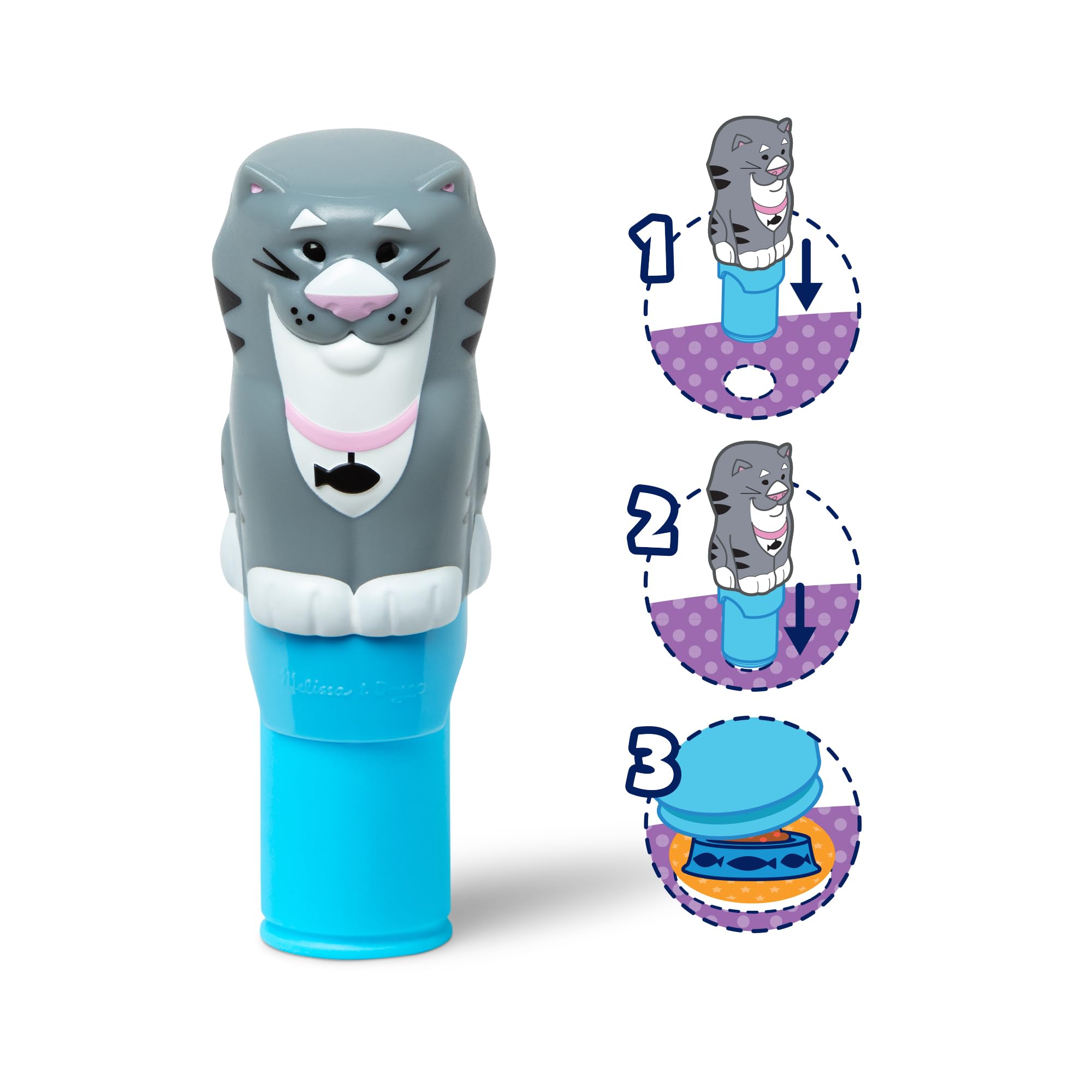 Melissa & Doug Sticker Wow!™ 24-Page Activity Pad and Sticker Stamper, 300 Stickers, Arts and Crafts Fidget Toy Collectible Character – Cat - for Kids Ages 3+ - FSC Certified