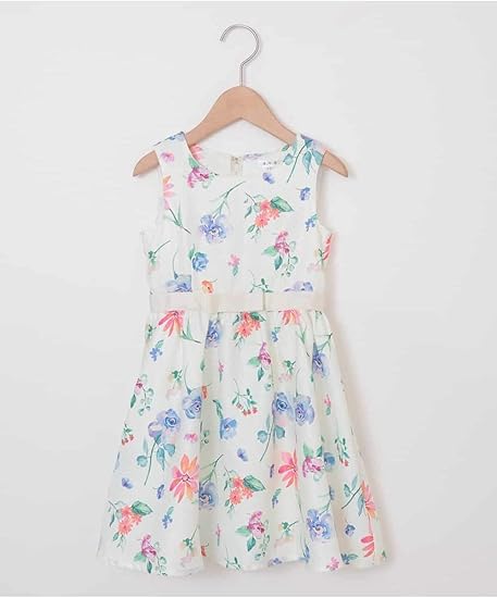 Amazon アーヴェヴェ A V V 140 150 水彩フラワーワンピース Kjeeh 150 ホワイト ワンピース チュニック 通販