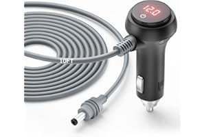GUNOVY Starlink Mini Cable 10FT Car Adapter for Starlink Mini 12V Adapter with Switch/Digital Display 12V-24V DC Power Cable Cigarette Lighter Car Charger Waterproof Accessories for RV Trucks Boat 18AWG 3M