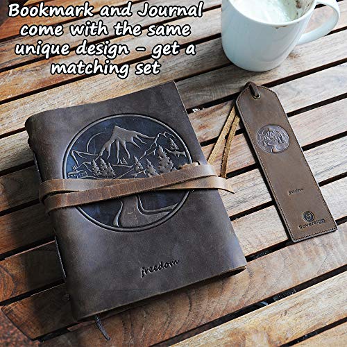 Leather Bookmark Handmade with Mountain Design - Pack of 2 Genuine Leather Book Marks - Perfect Bookmark for Men Women and Kids | Great Idea for Leather Gifts for Bookworms Writers and Friends - Thumbnail 4