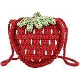 WAIT FLY Cute Strawberry Design Crochet Bag Handmade Knitted Bag Crossbody Bag Mini Shoulder Bag for Girls