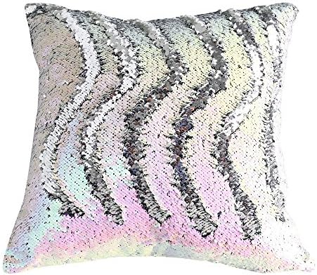 Ewlan DIY Reversible Glitter Sequins Mermaid Pillow Cases Magic Swipe Changing Scale Home Cushion Sofa Pillowcase Pillow Cover, 16"X16"