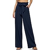 Willit Women Linen Pants Casual Wide Leg Dress Pants High Waisted Paperbag Work Trousers Summer Tie Knot Pockets 28"/30"/32''