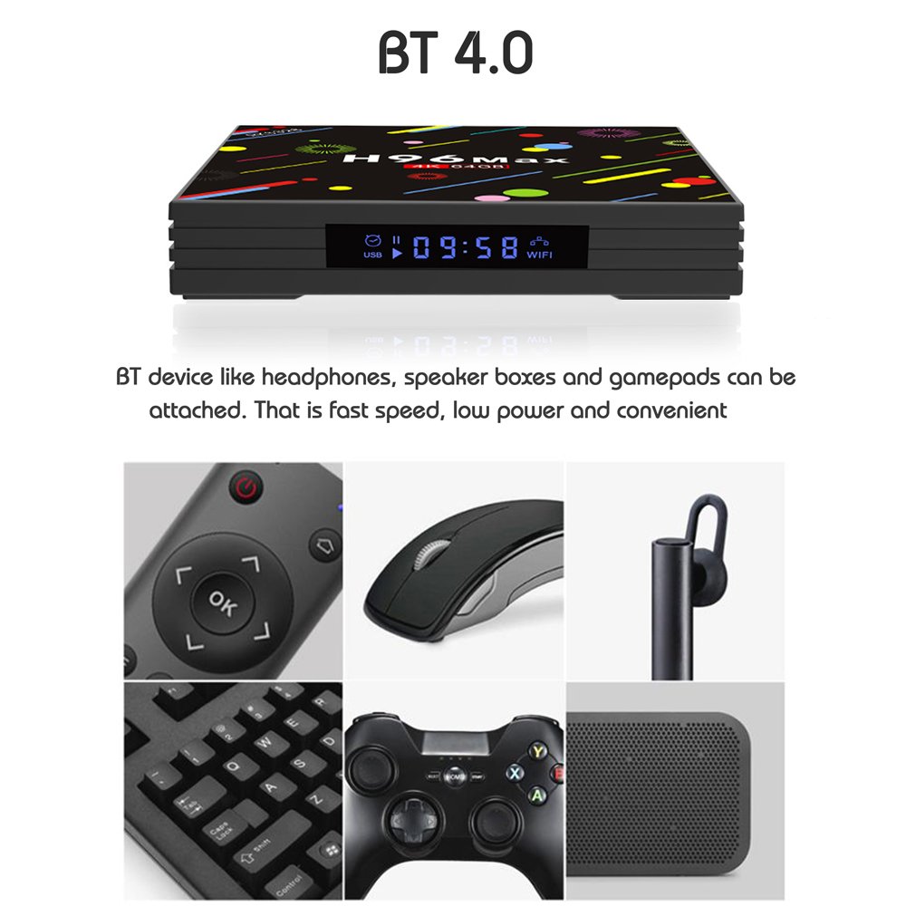 Docooler H96 Max-H2-Smart-TV-Box Android 7.1 RK3328 4 GB / 64 GB UHD 4K VP9 H.265 HDR10 2.4G / 5G WiFi LED-Anzeige 100M LAN Bluetooth 4.0 HD Media Player DLNA Miracast Airplay