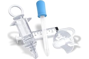 Elfzone Baby Medicine Dispenser Kit - 3PCS - Silicone Infant Medicine Syringe Pacifier Dropper, Toddler Feeding Pacifiers Dispensers Products for Babies Newborn Essentials Must Haves Medical Kits