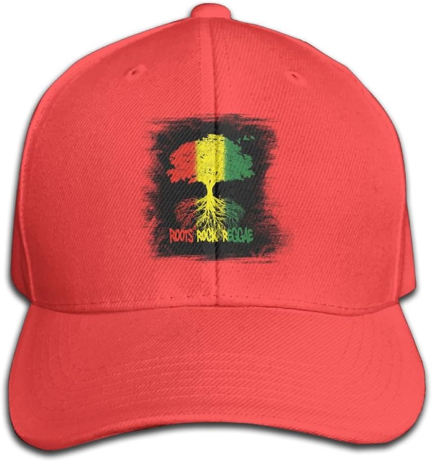 Wiyeres Roots Rock Reggae Snapback Sandwich Cap Red Baseball Cap Hats Adjustable Peaked Trucker Cap