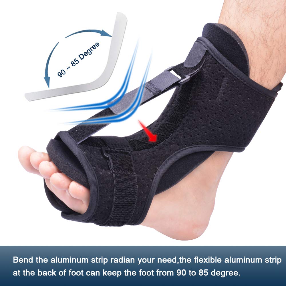 Plantar Fasciitis Night Splint Foot Drop Orthotic Brace, Adjustable Elastic Dorsal Night Splint For Plantar Fasciitis, Heel, Ankle, Arch Foot Pain, Achilles Tendonitis With Hard Spiky Massage Ball: Industrial & Scientific