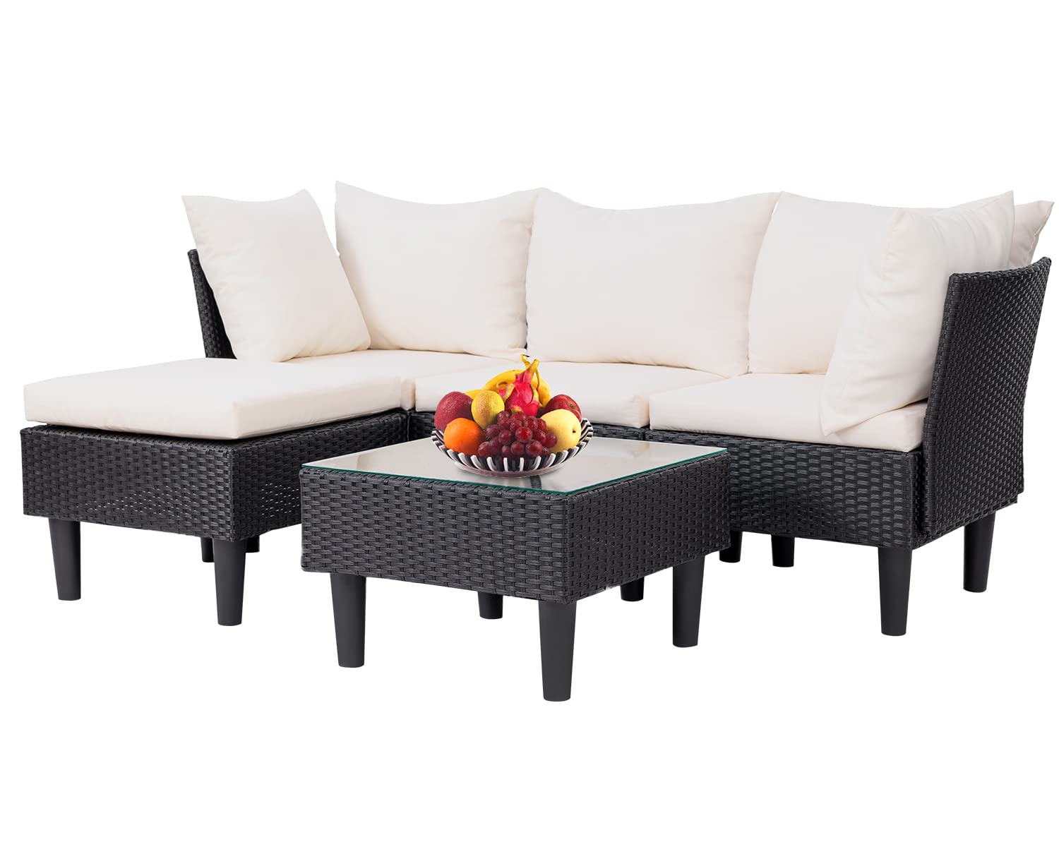 Photo 1 of ***It's used, it's missing parts and it's not known if it works 100%.****FDW Outdoor Sectional Rattan Chair Wicker Conversation Set Sofas, 5-Piece, Khaki