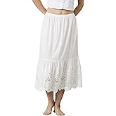 BEAUZSUZSANA 100% Cotton Half Slip for Women Under Dresses Long Underskirt Lace Slip Skirt Non Cling