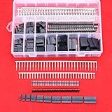 Hilitchi 515 Pcs 40 Pin 2.54mm Pitch Single Row Pin Headers,Dupont Connector Housing Female,Dupont Male/Female Pin Connector Kit