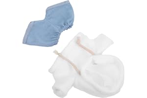 TOYANDONA 20Cm Plush Clothes Set Casual White Hooded Sweatshirt and Light Blue Cuffed Jeans for Mini Doll