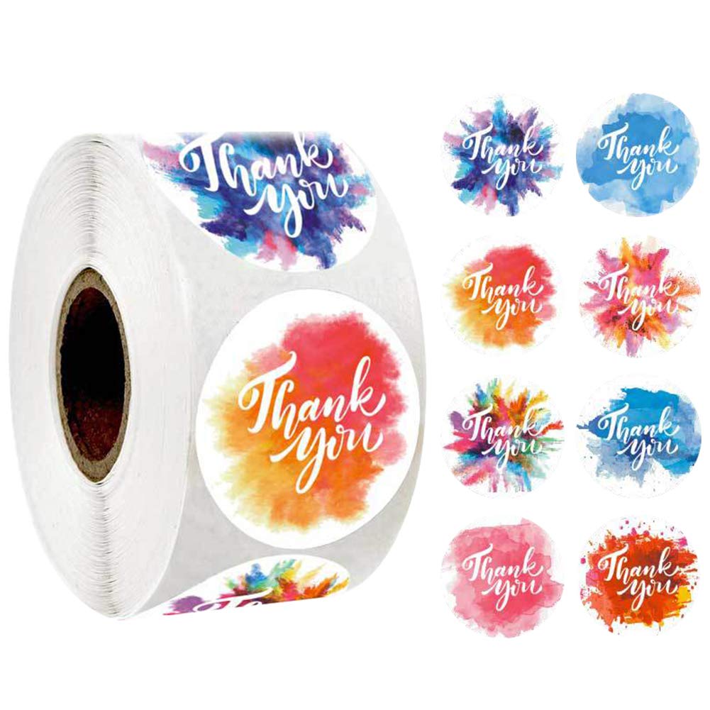 500Pcs Thank You selbstklebende Handgefertigte Flowers Label Aufkleber runde Aufkleber für Geschenke Basteln DIY Umschlag Versiegeln Süßigkeiten Cookie Party Supplies, 1 Rolle (8 Designs)