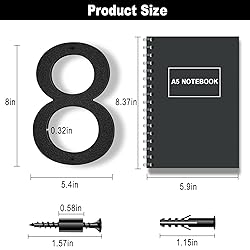IVERRA 8 Inch Large Floating House Numbers, Black