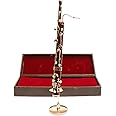 Dselvgvu Miniature Bassoon with Stand and Case Mini Musical Instrument Bassoon Replica Collectible Figurines Dollhouse Accessories Model Home Decoration Display Ornament (6.12")