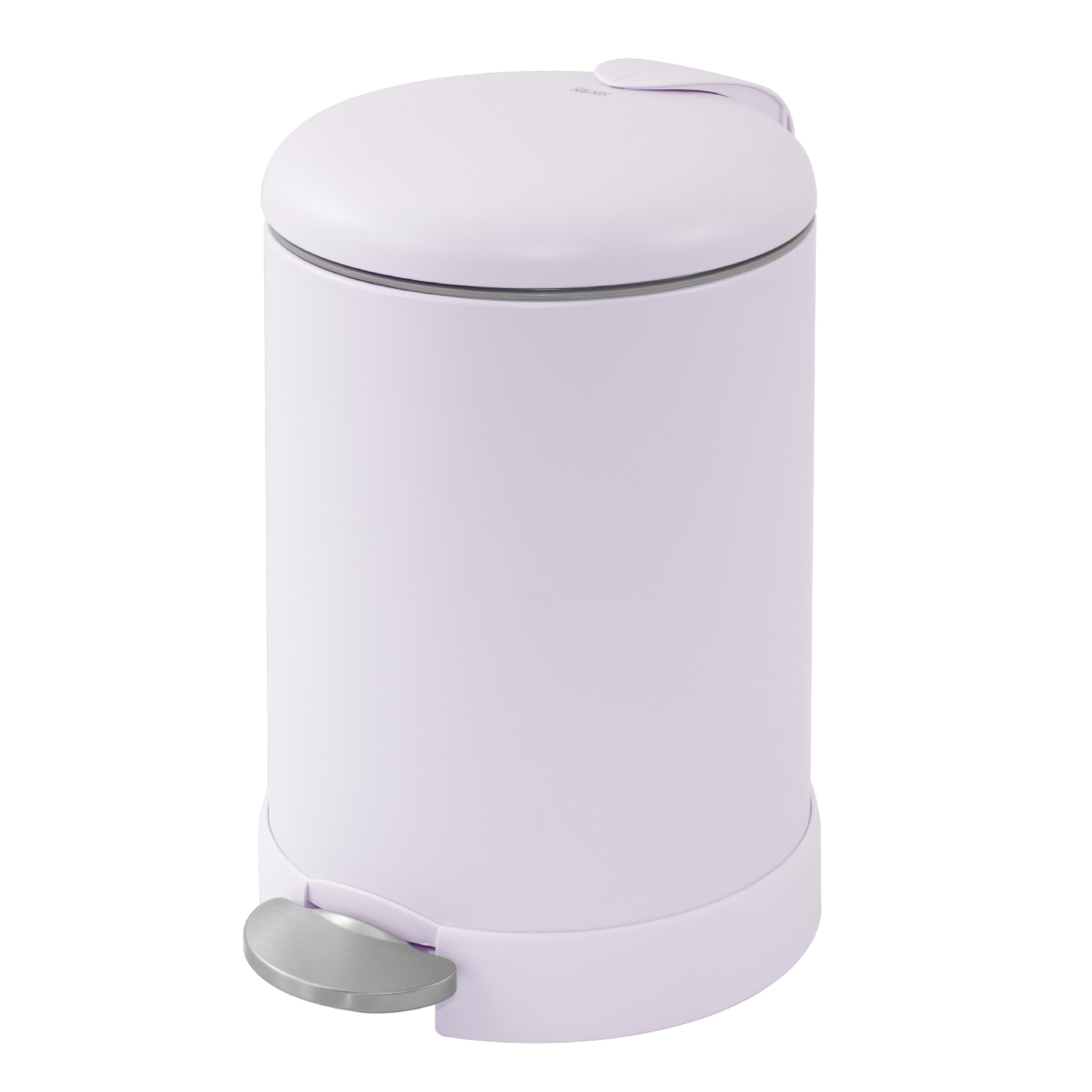 Glad Small Trash Can, 1.2 Gallon | Round Stainless Steel Garbage Bin with Soft Close Lid & Step Foot Pedal | Metal Waste Basket with Removable Inner Bucket, Lavender Image