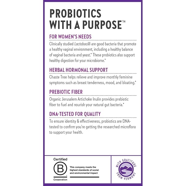 NEW CHAPTER PROBIOTICS FOR WOMEN – 60 CT (2 MONTH SUPPLY), WOMEN’S DAILY PROBIOTIC WITH PREBIOTICS AND PROBIOTICS FOR VAGINAL HEALTH & CHASTE TREE FOR HORMONAL SUPPORT, 100% VEGETARIAN, NON-GMO