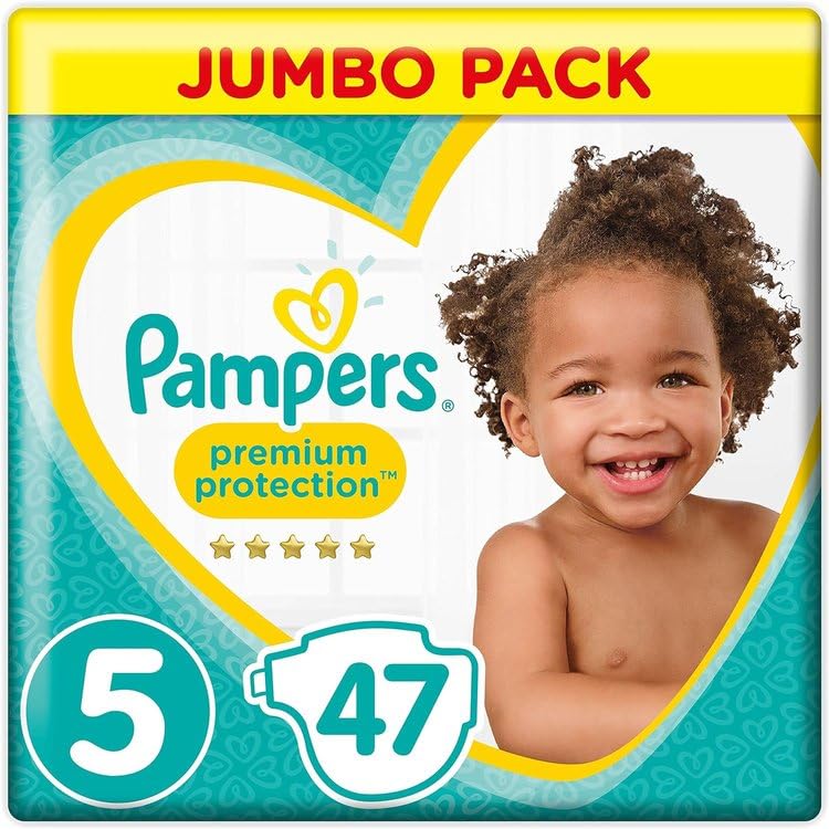 Pampers Premium Protection Diapers, size 5 Junior (11-23 kg), jumbo pack, 1 pack (1 x 47 pieces)