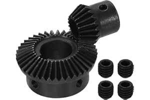 uxcell 2Pcs Tapered Bevel Gears Set, 1 Mod 1:2 (20T/40T) Harden Steel Straight Bevel Gear, 90 Degree Steering Motor Gears, (1