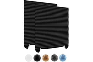 MARITOWN Window Blinds Cordless Blackout No Drill Cut to Size Clip On Stick On Self Adhesive Temporary Blinds Pleated Paper Blinds for Windows Doors Shades for Home Nursery Bedroom Kitchen Bathroom