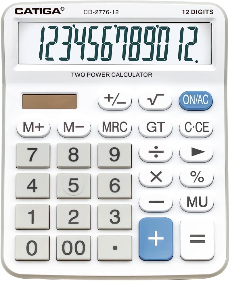 CATIGA CD-2776 Premium 12-Digit Desktop Calculator 5-Inch LCD Dual Power