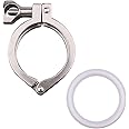 DERNORD Stainless Steel 304 Single Pin Heavy Duty Tri-Clamp With Wing Nut for Ferrule TC - 2" Size, 1 Pack With Silicone Gasket