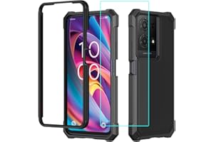 LOZEGUYC for TCL K32 5G Case with Screen Protector,for TCL K33 5G T513V Phone Case Full Body Protection Front PC Back Soft Silicone Bumper,Heavy Duty Protection Shockproof Phone Case for TCL K32 T513W Black