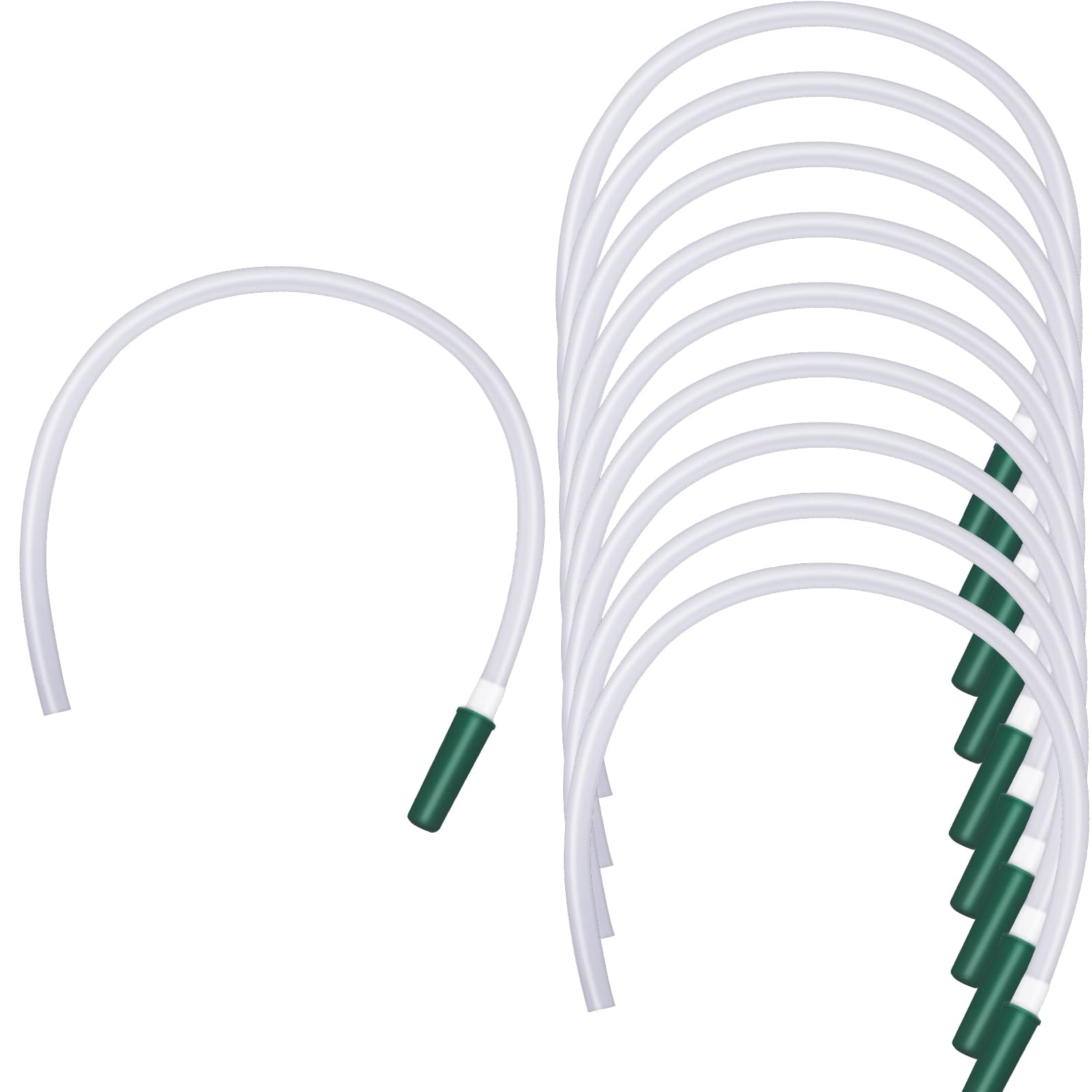 Photo 1 of 10 Pack Leg Bag Extension Tubing 18 Inch Flexible Kink Resistant Urine Collection Tube with Secure Connection for Comfortable Daily Use Green