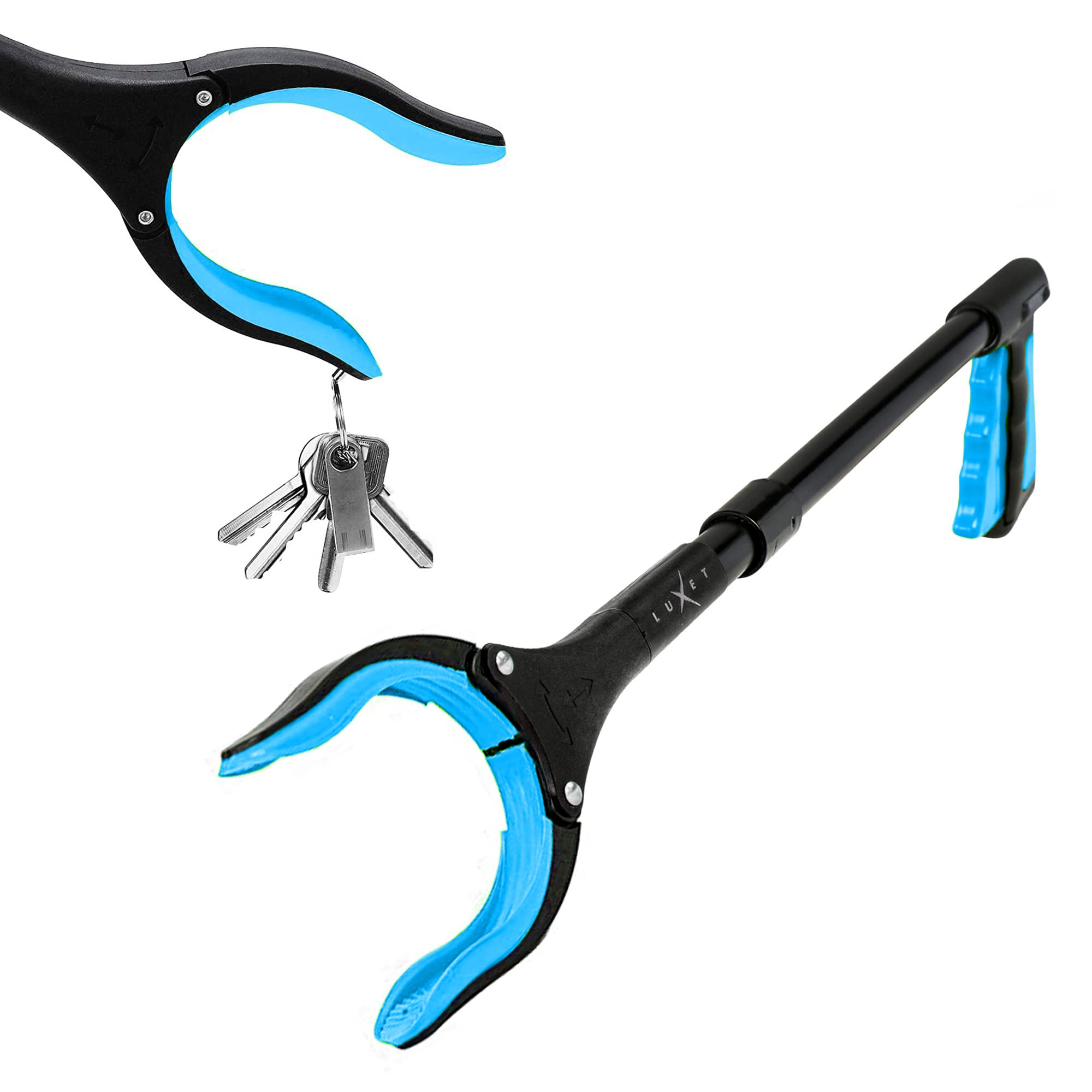 Photo 1 of Grabber Tool 19" Aluminum Magnetic Claw, Rotating Lightweight Foldable Reacher Grabber Pickup Tool, Gripper Grabbers for Elderly Grab it Reaching Tool Trash Picker Grabber, Blue, by Luxet