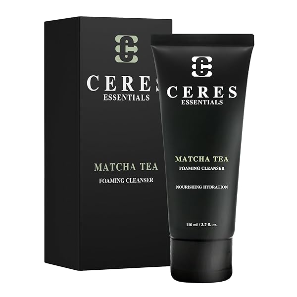 CERES ESSENTIALS MATCHA GREEN TEA FOAMING CLEANSER, NOURISHING & HYDRATING FOAMING FACE WASH FOR ALL SKIN TYPES, DETOXIFYING WITH ANTIOXIDANT PROPERTIES FOR SMOOTH SKIN, 3.7 FL OZ