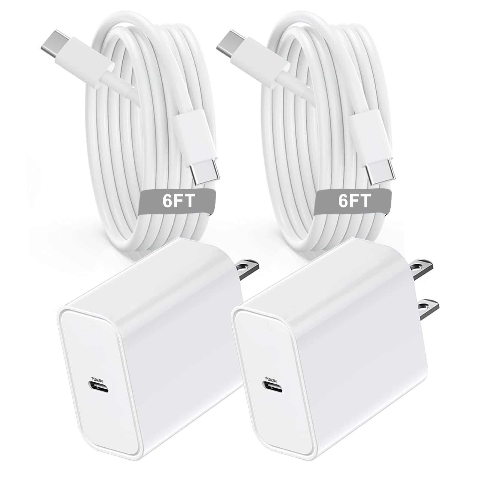40W USB C Charger for Apple iPhone 17/16/15, 2Pack 6FT USB C to C Cord Cable&iPhone Charger Fast Charging Block for iPhone 17/17E/17 Pro/17 Pro Max/Air/16E/16 Pro/16 Pro Max/16 Plus/15/15 Pro Max/iPad